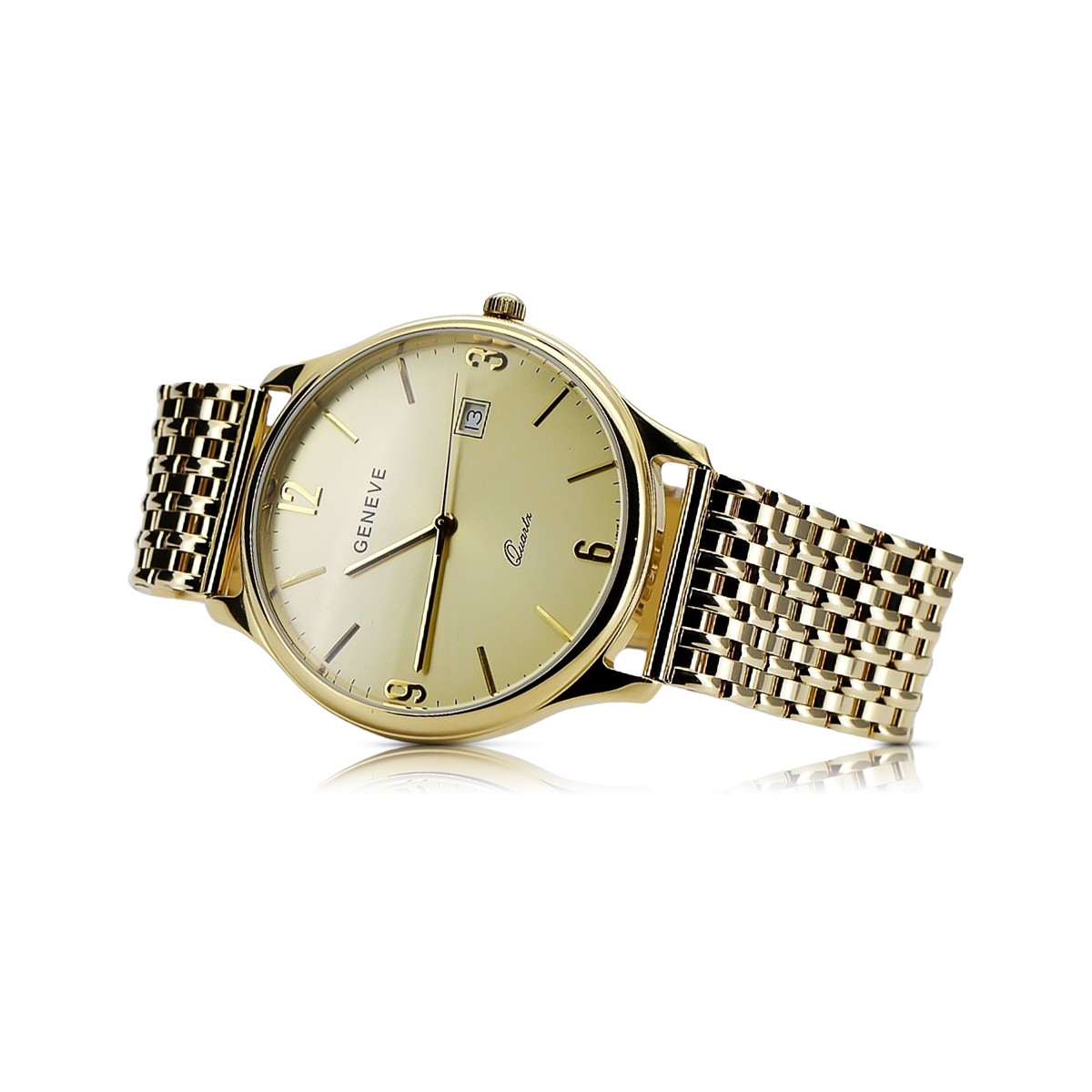 Gold men's watch Geneve ★ zlotychlopak.pl ★ Gold purity 585 333 Low Price!