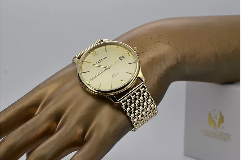 Reloj de oro para hombre Geneve ★ https://zlotychlopak.pl/es/ ★ Pureza del oro 585 333 ¡Precio bajo!