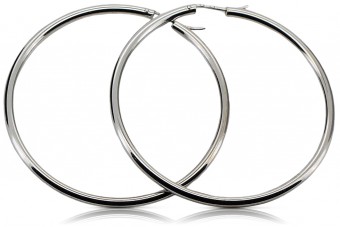 "Classic Italian Crafted 14K White Gold Hoop Earrings" ceh010w