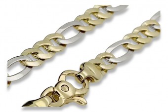 Italian yellow white 14k gold New Figaro bracelet cb042yw