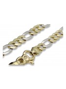 Italian yellow white 14k gold New Figaro bracelet cb042yw