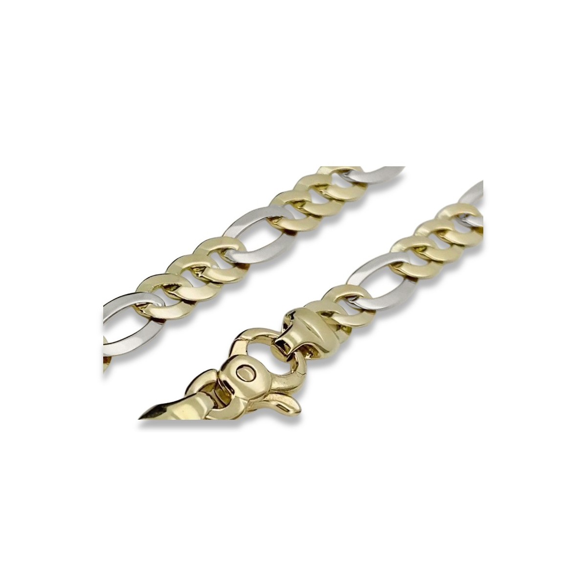 Italian yellow white 14k gold New Figaro bracelet cb042yw