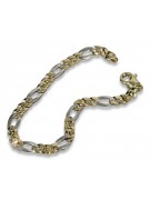 Italian yellow white 14k gold New Figaro bracelet cb042yw