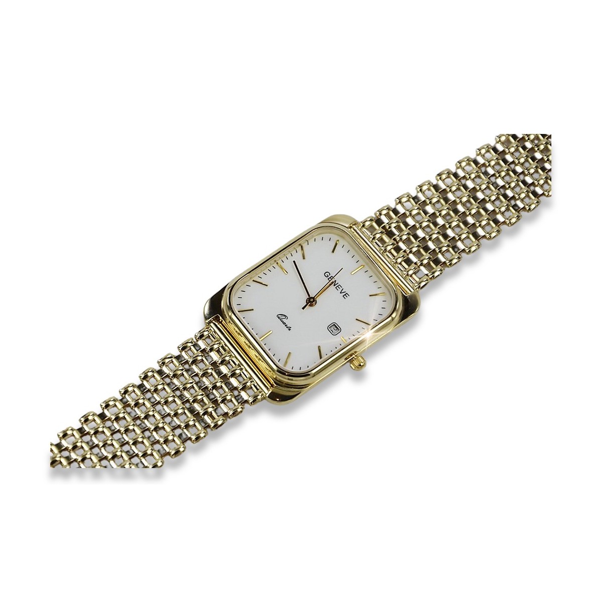 Gold men's watch Geneve ★ zlotychlopak.pl ★ Gold purity 585 333 Low Price!