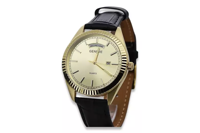 copy of Gelbe 14-Karat-Gold-Herren-Damen-Geneve-Uhr mw013y