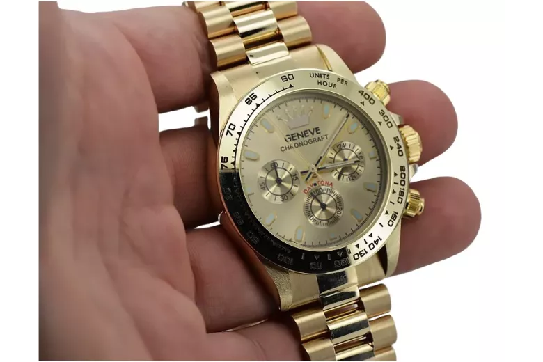 Reloj de oro para hombre Geneve ★ zlotychlopak.pl ★ Pureza de oro 585 333 Precio bajo!