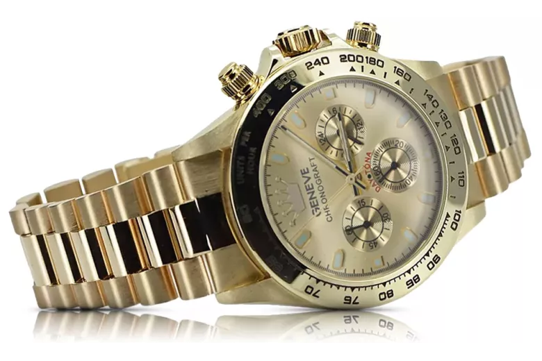 Reloj de oro para hombre Geneve ★ zlotychlopak.pl ★ Pureza de oro 585 333 Precio bajo!