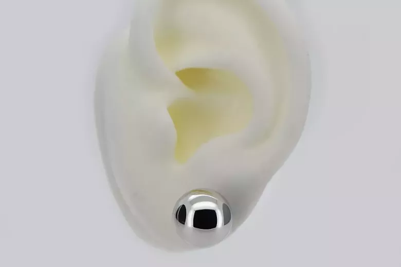 "Citrin clé sphérique dans les boucles d'oreilles en or blanc italien 14 carats" cec022w