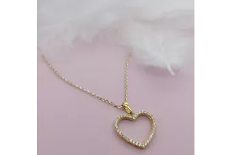 Złota zawieszka serce 14k 585 z łańcuszkiem Ankier cpc046y&cc003yw