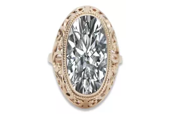 "Élégante Bague vintage en Or rose 14 carats et Zircon d'origine vrc184" Vintage