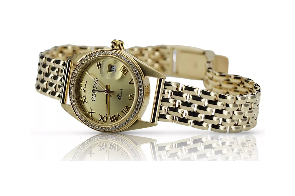 Gold men's watch Geneve ★ zlotychlopak.pl ★ Gold purity 585 333 Low Price!